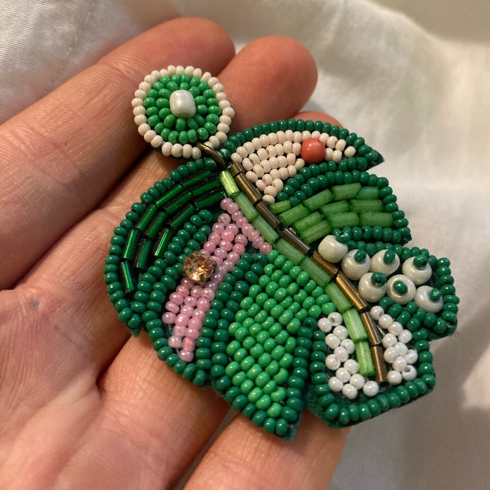 Beaded Leaf Earrings